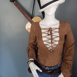 Show Me Your Mumu  Sueded Body Suit